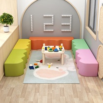 Early Education Center soft bag long strip shaped wave sofa stool kindergarten rest area shoe stool bench training institution bench