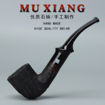  Woody handmade Heather pipe filter tobacco tobacco special solid wood Heather root tobacco long handle reading bucket
