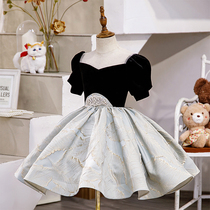 Childrens Gown Princess Dress Light Extravaganza High-end Girl Piano Performance Evening Gown Black Baby Host Walking Show
