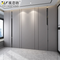 Modern simple solid color metal strip inlaid hard bag background wall living room TV background wall bedroom soft bag background wall