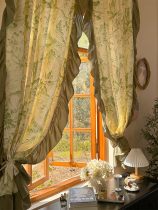 American Retro Curtain Atmospheric French Pastoral Half Curtain Bedroom Living Room Match Lace Cotton Printing
