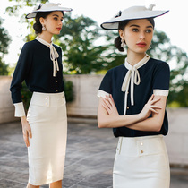 AD fashion shirt dress business wear womens retro shirt suit socialite small fragrance OL work clothes spring
