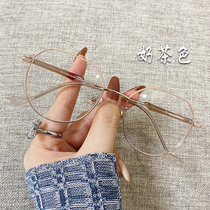  Metal ultra-light myopia glasses frame women can be equipped with power lenses Korean trend polygonal makeup mens eye frame