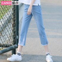 Summer girls junior high school students jeans micro-straight high school girls Korean version of Joker straight pants college style