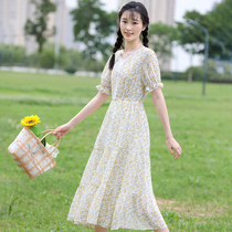 Girl dress summer youth 12-year-old high school student summer dress big child long skirt chiffon floral knee