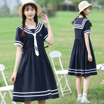 Navy style dress college style Japanese Mariners navy collar jk girls junior high school students summer skirts