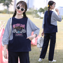 Net red set junior high school students autumn casual girls Korean version of high school girls autumn College wind sleeve two-piece set
