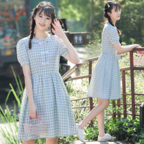 Womens Mori Plaid Dress hipster Long High School Junior High School Students Long Dress Summer Style Skirt