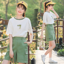 Girls Junior High School High School students summer suit sports Korean fashion girl summer suit Shesen series shorts two-piece set