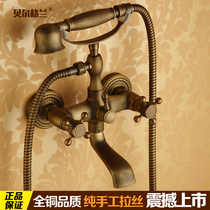 Antique all copper bathtub hot and cold faucet shower faucet bathroom shower set faucet mixing valve triple