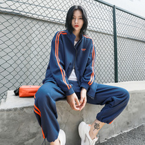 2021 spring and autumn leisure sportswear set female Hong Kong style loose Korean version of ins Tide brand fashion street shot two sets