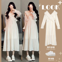 Early Spring Womens Dress 2022 New Style Light Cooked Port Taste Retro Chic Gentle First Love Tandem Dress Summer Long Dress
