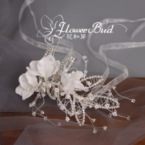 Original heavy industry beautiful white rhinestone hollow leaf flower tassel bride bridesmaid wedding event wrist flower