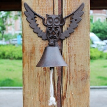 Gjia Ruier cast iron European idyllic owl wrought iron doorbell hand-cranked doorbell retro courtyard decoration wall