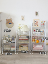 Dormitory trolley shelf under the table net red shelf bedroom snack storage ins wind floor movable bookshelf