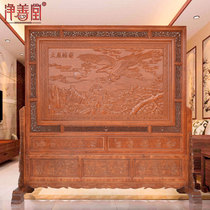 Jingshantang solid wood floor screen Dongyang wood carving screen double-sided carving large exhibition Hongtu hotel Hall Company partition