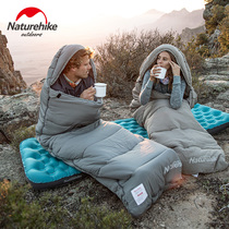Naturehike hustle envelopes hooded cotton sleeping bag washable spliced double tent camping portable sleeping bag