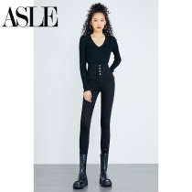 Black jeans women super high waist 2021 new autumn winter plus velvet slim slim slim high elastic tight pants