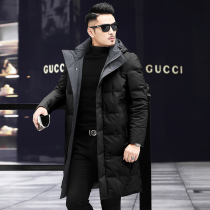Winter mens down jacket mid-length anti-season clearance thickened business casual long over-the-knee handsome jacket mens trend