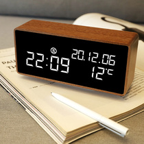 LED alarm clock Desktop bedroom bedside clock Bluetooth audio Wooden electronic clock Digital smart table clock ornaments