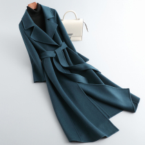 100% wool high end Hepburn style double-sided cashmere coat women new winter Korean version Long simple woolen coat