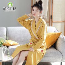 2022 New Sleepwear Womens Spring Autumn Long Sleeves Long Sleeves Lady Sweet and cute Japanese tether sleepwear sexy bathrobe