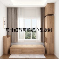 Nordic solid wood tatami bed overall custom combination wardrobe bed integrated small apartment storage bed 1 meter 2 childrens bed