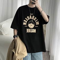 Guy short sleeve t-shirt tide card 2022 new design feeling small crowdtrend 100 hitch-port wind summer clothes