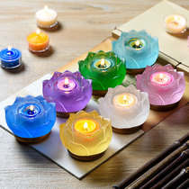 Glazed seven-color Baolian Candlestick copper lamp holder ghee lamp stand for Buddha lamp lotus lamp candle holder