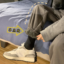 Lamb velvet cotton pants mens autumn and winter Tide brand solid color wild wild toe casual pants Hong Kong wind loose plus velvet padded sweatpants