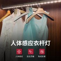 Charging human body wardrobe light induction led clothes hanger bar with strip induction cloakroom light with door opening and no wiring