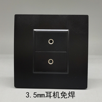 Black 86 type two-position 3 5mm headphone audio wiring panel solder-free audio dual-hole headphone microphone socket