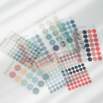 PET Round Dot Sticker Color Aesthetic Fresh color series Composition Round point sticker Jelly Sensation Base Salt based PET Transparent Sticker Morandi Wave Dot label stickhand account material 3 sheets
