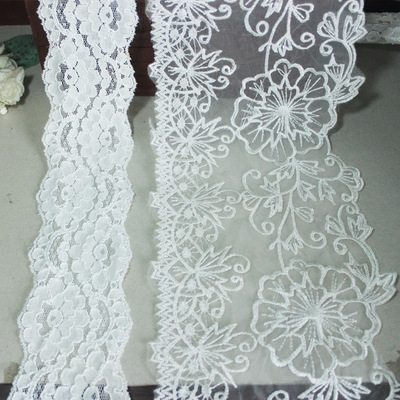 taobao agent White lace decorations, doll, clothing, handmade, 3m, with embroidery, flowered