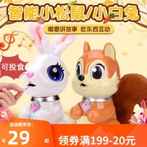 Electric plush toy rabbit smart little Greedy Rabbit feeding puzzle Interactive can eat food childrens songs Story Children