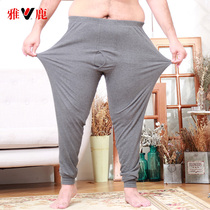 Mens Special Size Autumn Pants Pure Cotton Middle Aged Large Code Warm Pants Full Cotton Thread Pants Fat Fattening Pants High Waist Autumn winter