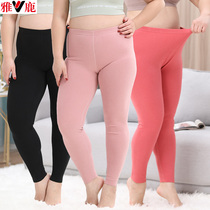 Yalu plus fat increase warm pants womens double-sided velvet without trace fever fat mm200 kg large size base high waist trousers