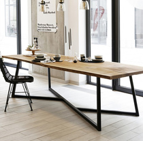 American Solid Wood Iron Art Conference Table Long Table Brief Modern Training Negotiate Table And Chairs Industrial Wind Loft Desk