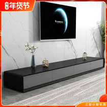 Nordic TV cabinet tea table combination simple modern luxury small apartment cabinet floor living room short cabinet black