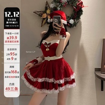 LP 2021 New Christmas shirt red plush bra sling high waist low cut dress women autumn and winter
