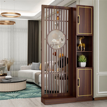 Living room new Chinese style screen partition decorative wall baffle solid wood shelf hollow modern light luxury entrance cabinet