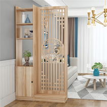 Home screen living room New Chinese style solid wood brake partition cabinet decorative shelf entrance entrance cabinet simple and modern