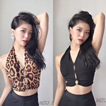miu dance Latin dance suit BAO WEN backless belly beauty back top Calf thin leg long practice pants