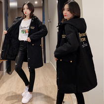 Pregnant womens cotton clothes womens winter new quilted jacket maternity cotton clothes medium and long loose plus velvet thick winter jacket