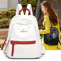 Hong Kong leather womens bag 2022 new backpack fashion all-match travel backpack large-capacity student schoolbag