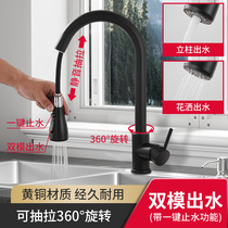 Kitchen pull-out type hot and cold water faucet washing basin Telescopic rotating laundry table sink Full copper sink household