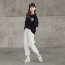 Womens great children suit Xia Bos 13-year-old girl summer clothes 2021 new exploits sports casual short sleeve girl child