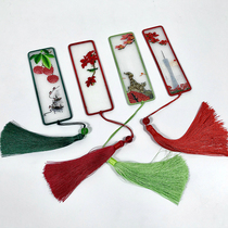 Guangxiu Cantonese embroidery pure hand embroidery characteristic bookmarks Guangzhou characteristic red cotton Guangfu Lingnan cultural gifts