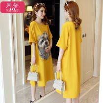 Maternity summer dress 2021 new summer knee-length dress loose large size T-shirt medium long fashion skirt