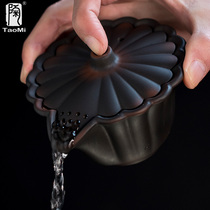 Ceramic fan Jianshui Purple clay cover bowl Large ceramic Purple sand Teapot Nixing Zen Large Tea Bowl Chinese Kung fu three-cai bowl
